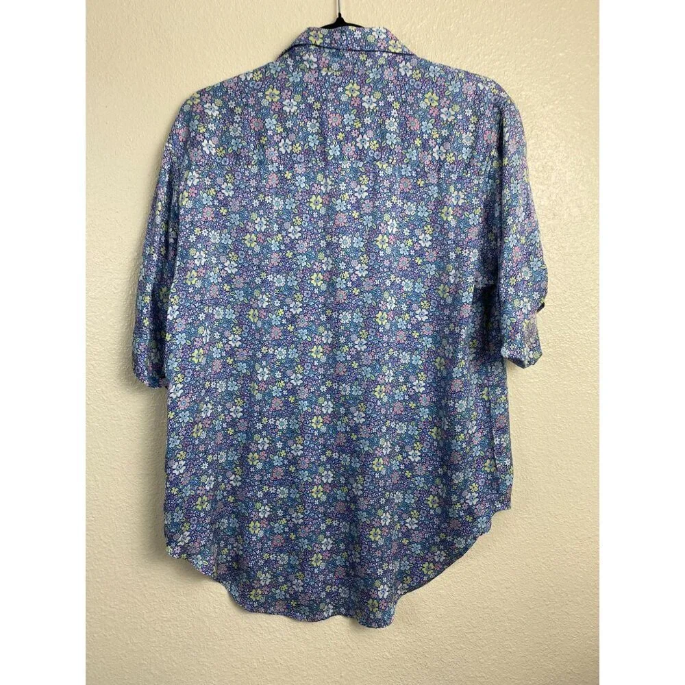 Frankies‎ Bikinis Silk Ditsy Floral Button Up Cover up Top size Small Beach boho